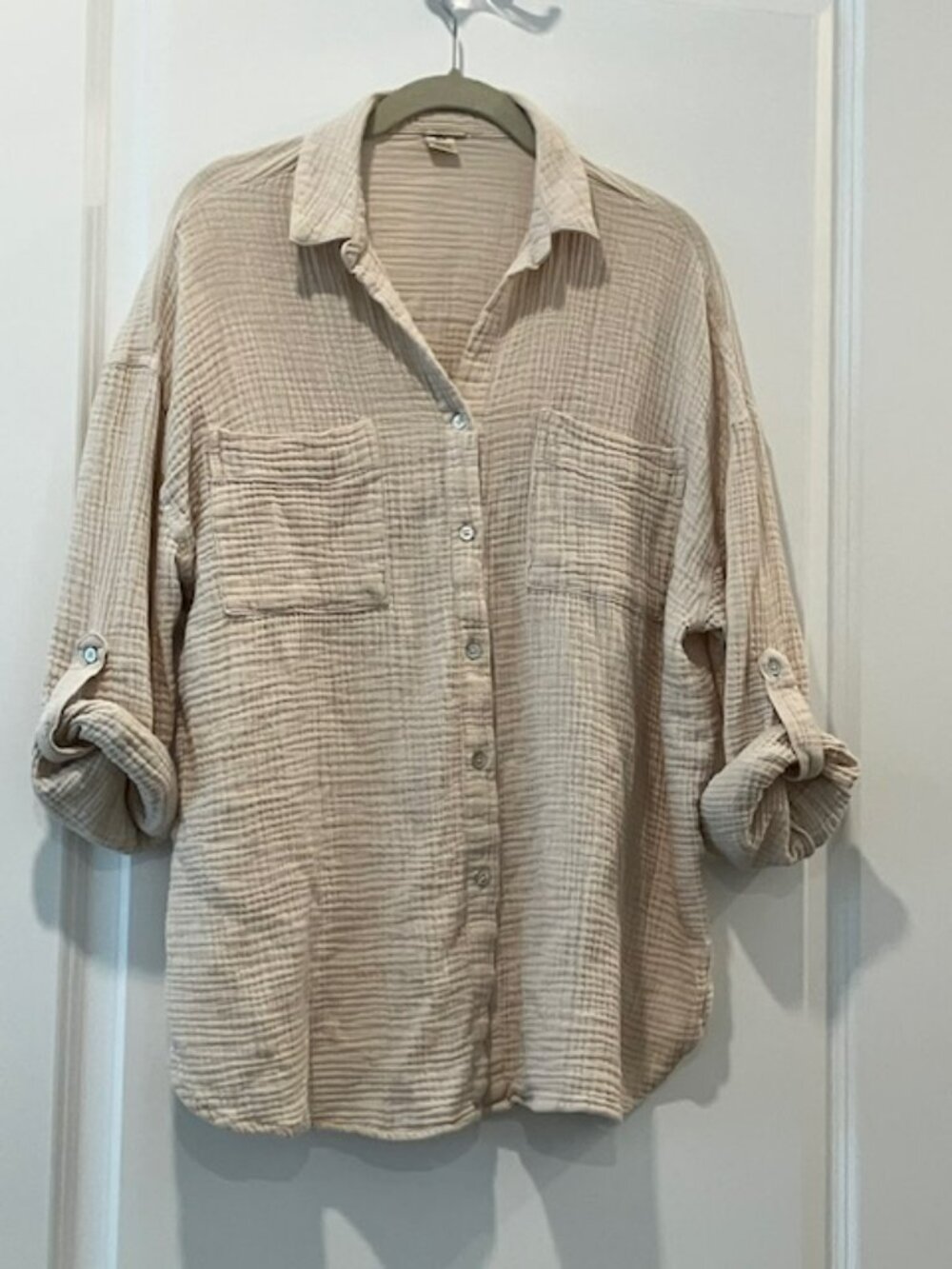 Magaschoni Beige Organic Cotton Gauze Button Down Shirt